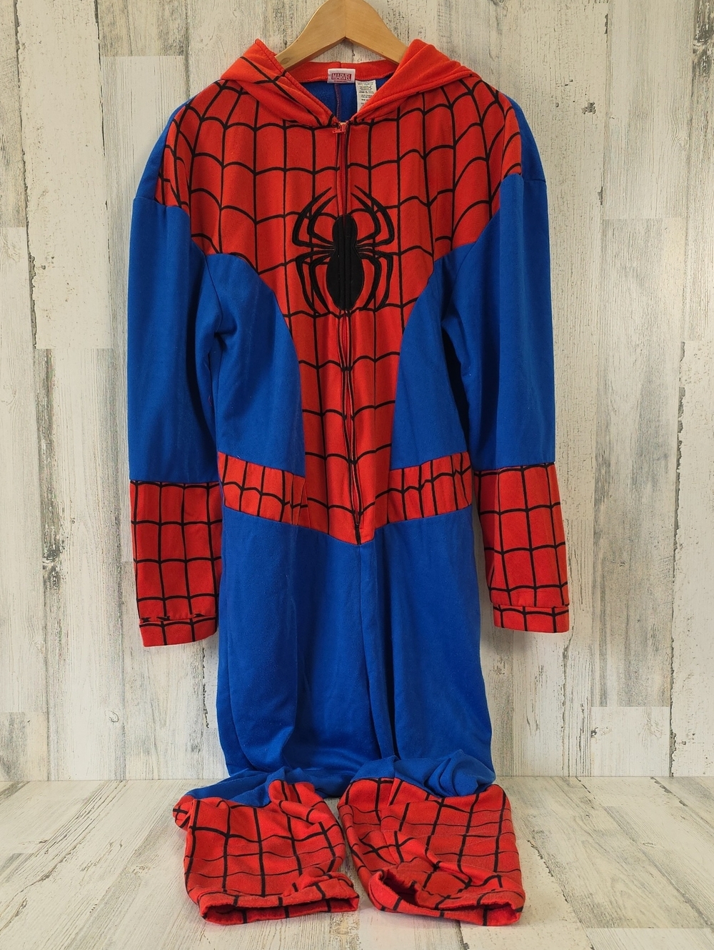 Spiderman Hooded Fleece Onesie Costume Red & Blue Size Small
